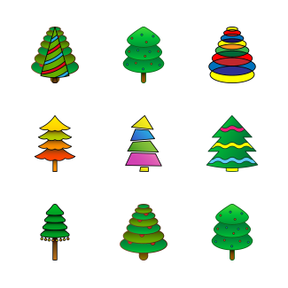 Linear Christmas Trees icons pack