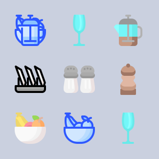 Tableware icons pack