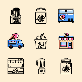 Ice Cream Shop icons pack