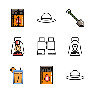 Camping icons pack