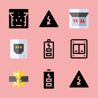 Electrician Tools and Elements icons pack