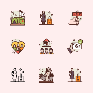 Refugee icons pack