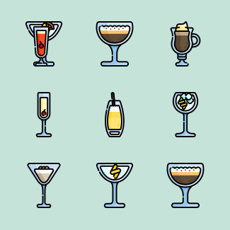 Cocktails icons pack