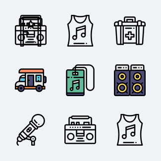 Music festival icons pack