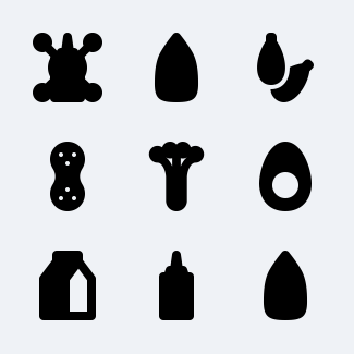Solid Allergenic Food icons pack