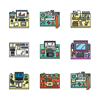 Color Desk Elements icons pack