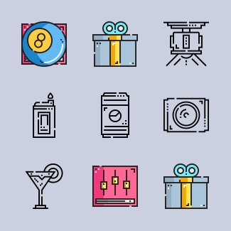 Night party icons pack