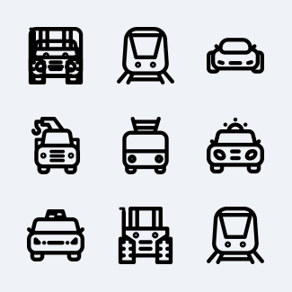 Transport Vehicles Line icons pack