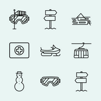 Ski Station Line Craft icons pack