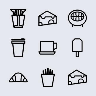 POI Food Outline icons pack