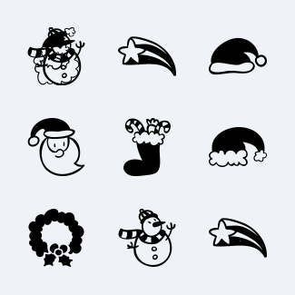 Hand drawn Xmas icons pack