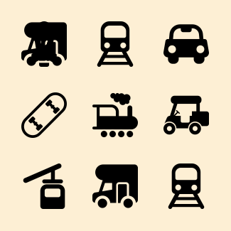 Ways of transport icons pack