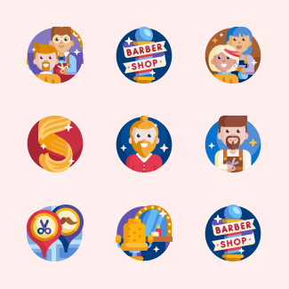 Hairdressing and Barber Shop icons pack