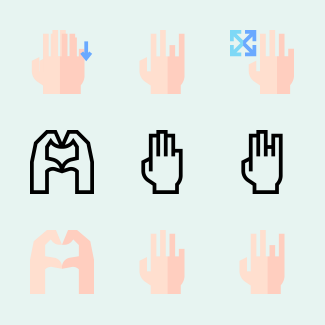Hand gestures icons pack