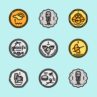 Oceania coins icons pack