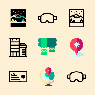 Winter travelling icons pack