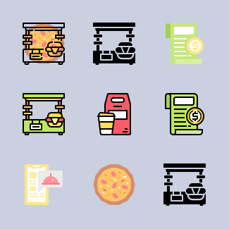 Food delivery icons pack