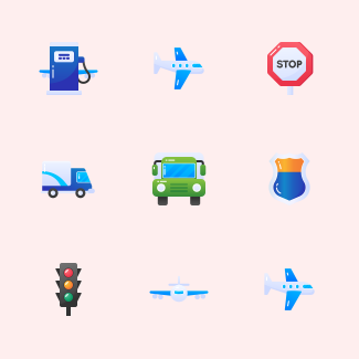 Transportation icons pack
