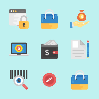 Shopping and commerce icons pack