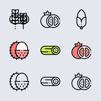 Fruits and vegetables icons pack