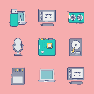 Computer parts icons pack