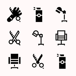 Hairdressing and Barber Shop icons pack