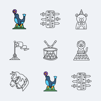 Circus icons pack