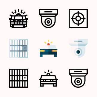 Crime investigation icons pack