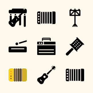 Musical instruments icons pack