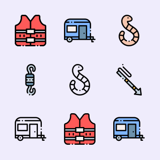 Fishing icons pack