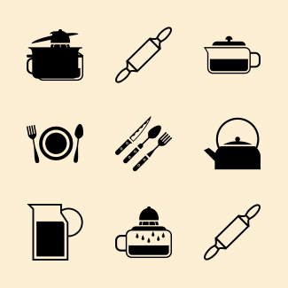 Kitchen elements icons pack