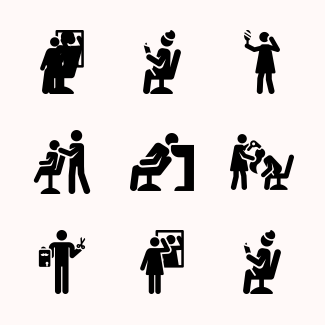 Hairdressing and Barber shop icons pack