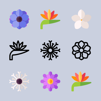 Flowers icons pack