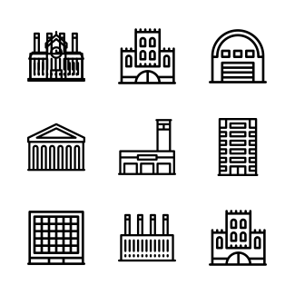 Linear Buildings icons pack