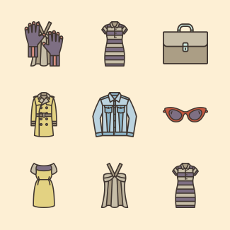 Linear Color Fashion Set icons pack