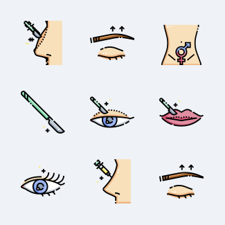 Cosmetic surgery icons pack