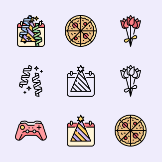 Party and celebration icons pack
