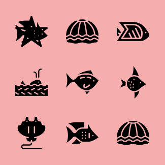 Sea life icons pack