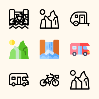 Camping icons pack
