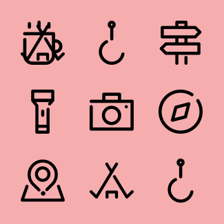 Camping icons pack