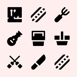 Bbq set icons pack