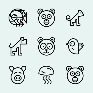 Animal heads icons pack