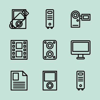 Multimedia collection icons pack