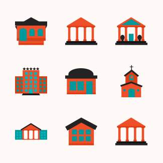 Buildings color icons pack