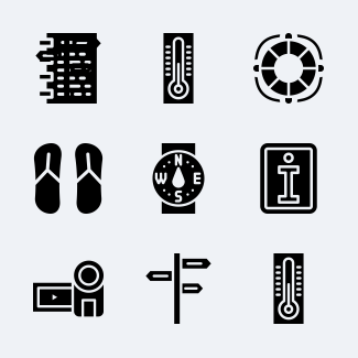 Summer holidays set icons pack
