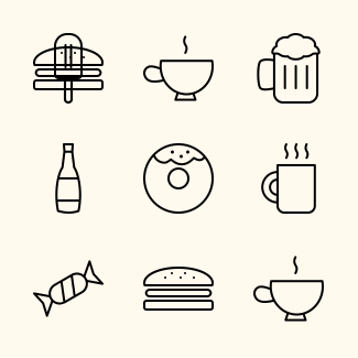 Food and drink icons pack