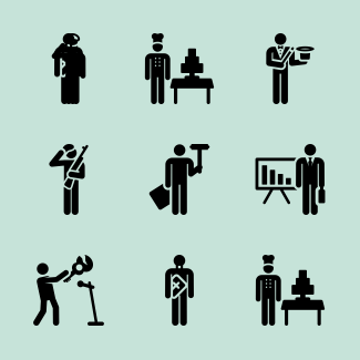 Professions pictograms icons pack
