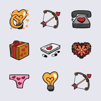 Valentines day set icons pack