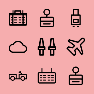 Airport symbols icons pack