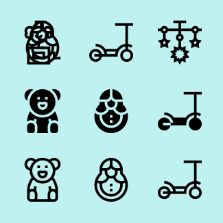 Children toys icons pack